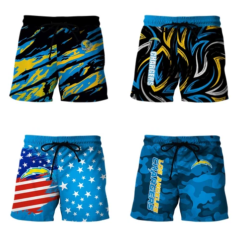 Los Angeles Chargers Mens Pockets Board Shorts Casual Drawstring Swim Trunks Cover