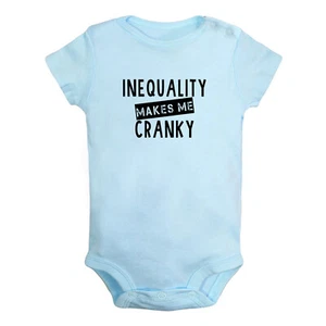 Inequality Makes Me Cranky Funny Outfits Baby Bodysuits Infant Newborn Rompers - Foto 1 di 13