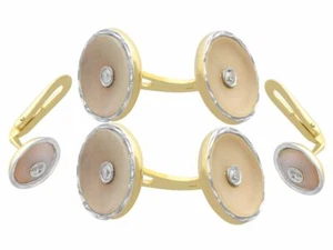 Diamond & Crystal 14Carat Yellow Gold & Platinum Cufflink & Stud Set Antique - Picture 1 of 9