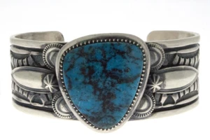 Natural Chrysocolla Bracelet By Navajo Artist Derrick Gordon - Picture 1 of 5