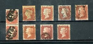 GB Queen Victoria  Penny Red Stars  9 Stamps     (Jy278)