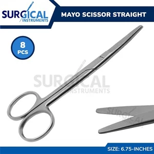 8 tijeras Mayo 6,75" rectas de acero inoxidable quirúrgico grado alemán 8 piezas - Imagen 1 de 3