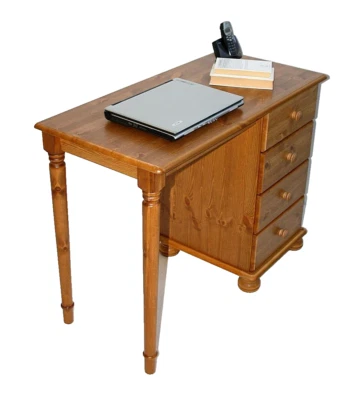 Kinder-Schreibtisch 100x74x47cm MOND holz Kiefer massiv Bernsteinfarben lackiert - Bild 1 von 4