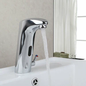 Rubinetto lavabo bagno cromato automatico sensore manuale elettronico libero rubinetto - Foto 1 di 6