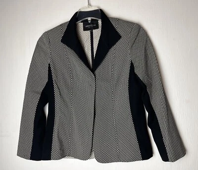 Lafayette 148 Blazer 6 куртка черный белый укороченный резинке капсулы штапель карьера - Изображение 1 из 4