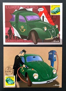 Luxembourg Maxicards 2001 Old Postal Vehicles set of 2 - Bild 1 von 2