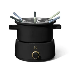 Beautiful 19278 3 Qt Electric Fondue Set with Bonus 2 qt Ceramic Pot, Black - Picture 1 of 2