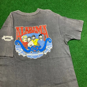 Camicia Vintage Alabama Band Uomo M Blu Country Concert Tour Punto Singolo Anni 80 - Foto 1 di 11