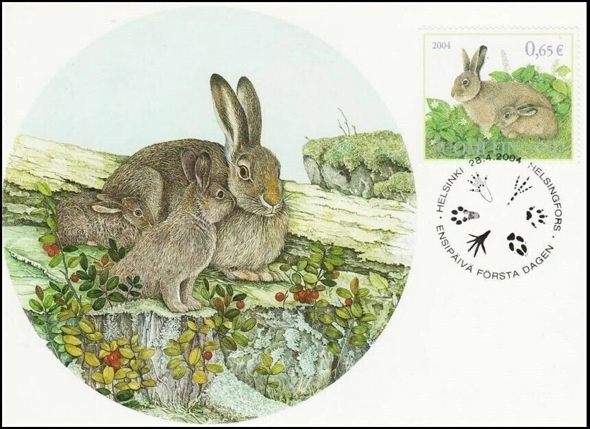 Bunny Rabbit Hare Family Fauna Wildlife Finland Mint Maxi FDC 2004 - Image 1 of 1