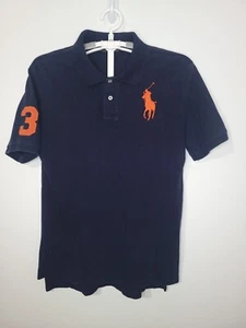 Polo Ralph Lauren Youth Large 14 / 16 Blue Orange Big Pony 3 Logo Polo ShirtL93 - Picture 1 of 6