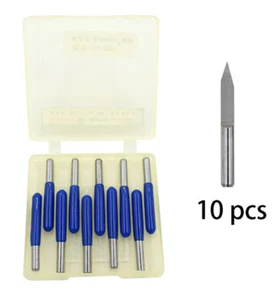 10pcs Flat Bottom Cutting Bits Set PCB Milling Wood Carving CNC End Mill Cutters - Bild 1 von 6
