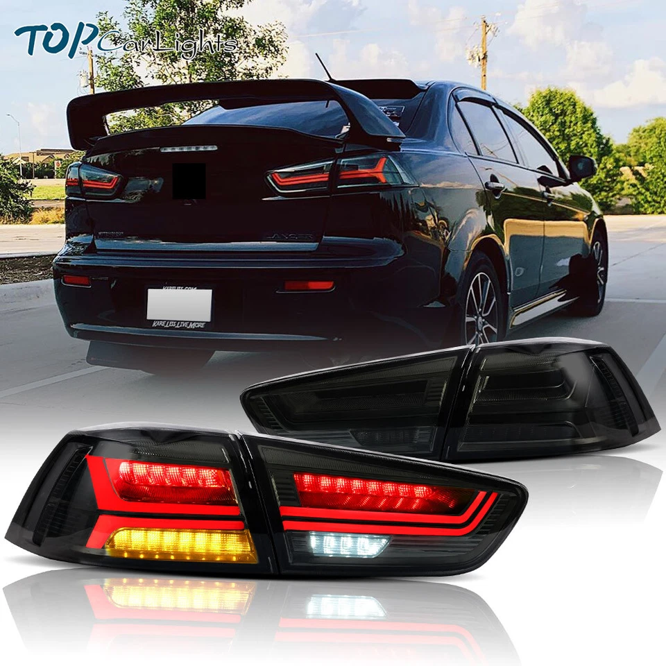 VLAND Smoked LED Tail lights For 2008-2017 Mitsubishi Lancer EVO Sedan Rear Lamp - image 1 of 4