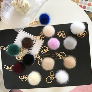 5 cm Pelota de Piel de Visón Real Pompón Llavero Coche Teléfono Bolso Dije Pandent Regalo - Imagen 1 de 25