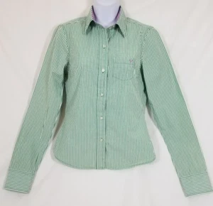 American Eagle Outfitters Women's Green & White Striped Button Front Top Size 2 - Picture 1 of 8