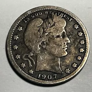 1907 Barber Liberty Silver Quarter Philadelphia - Picture 1 of 2