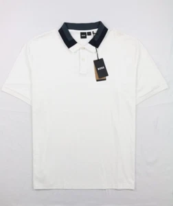 Hugo Boss Phillipson Men's White Black Polo Shirt Cotton Embroidered Logo 3XL - Picture 1 of 11