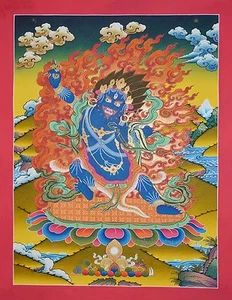 Pintura de pergamino budista tibetano Thangka Vajrapani 29,25"" x 22,5"" Patan Nepal - Imagen 1 de 6