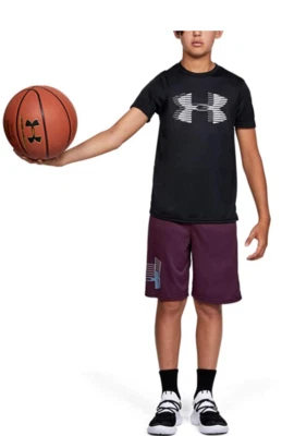 Under Armour Boys' Tech Big Logo Solid T-Shirt Black Steel Youth X-Small pulover - Image 1 of 4