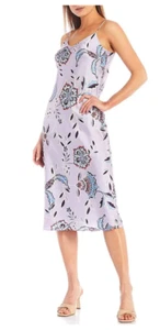 MSRP$228 REBECCA MINKOFF Verona Flora Print V-Neck Sleeveless Slip Midi Dress, S - Picture 1 of 6