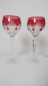 cranberry red Royal Limited 2 Crystal Wine Hock Stem Hand-cut 8.15” Germany - Bild 1 von 20