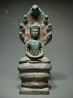 ANTIQUE SOUTHEAST ASIA BRONZE NAGA PROTECTED BUDDHA, ANGKOR WAT 