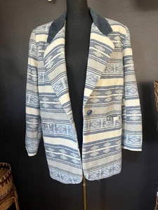 Vtg 80s Braetan Women's Med Wool Blend Aztec Jacket Blazer Boho Country Western - Picture 1 of 13