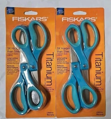2 NEW Fiskars Titanium Coated Scissors 2-pack 8" Fabric & Crafts (154090-1004) - Image 1 of 4