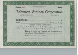 ROBINSON AIRLINES CORPORATION... CERTIFICADO DE STOCK NO EMITIDO - Imagen 1 de 1