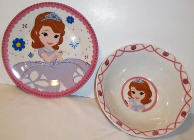 Disney Sophia the First juego de alimentación infantil, plato de porcelana para niños pequeños y tazón dúo Foto 1 de 4