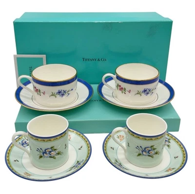 Auténtico juego de tazas y platillos florales/mañana gloria Demitasse con caja SK100390 Foto 1 de 4