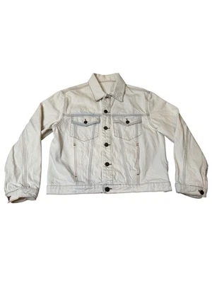 Jaqueta jeans feminina John Galt by Brandy Melville branca e azul tamanho pequeno em excelente estado usado - Imagem 1 de 4