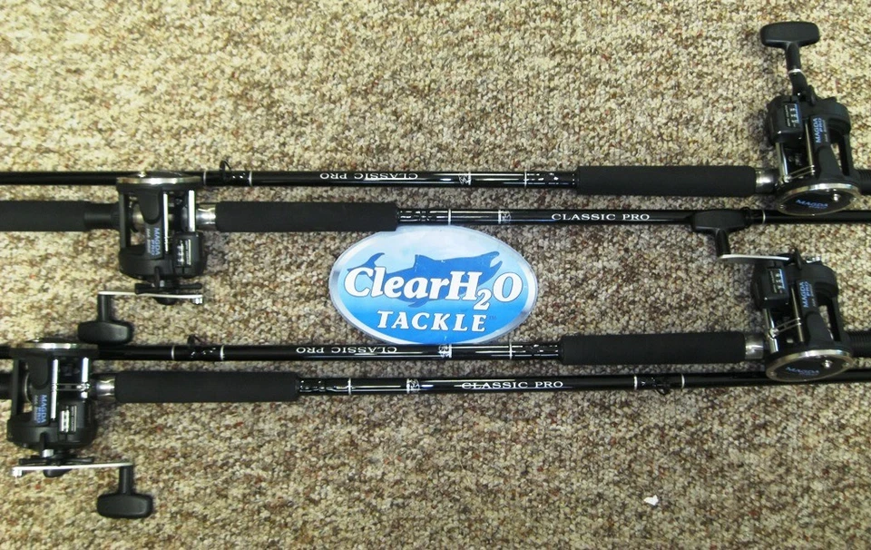 4PK OKUMA MAGDA PRO 30DX REELS 8'6"' MED CLASSIC PRO ROD TROLLING COMBOS SALMON - Image 1 of 1