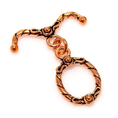 15 SET 14X26MM SOLID COPPER BALI TOGGLE CLASP ANTIQUE COPPER 567 - Image 1 of 3
