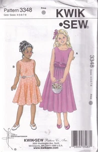 Kwik Sew 3348 Girls Dresses Waist Seams Sewing Pattern Size 4-8 - Bild 1 von 2