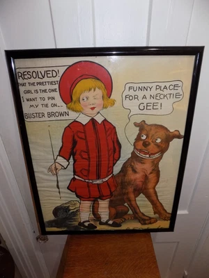 Vintage Buster Brown and Tige Poster on Cloth by Selchow & Richter, NY City - Image 1 of 4