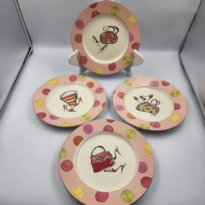 Rosanna 8.25 inch High Heeled Shoes Purses Salad Dessert Plates Set of 4 - Image 1 of 4