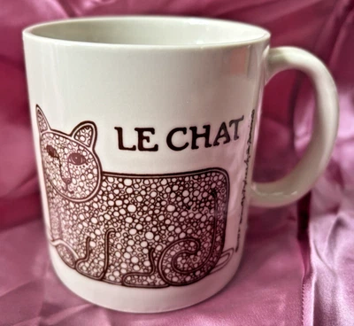 Vtg Taylor & Ng Le Chat Brown Cat Mug Mouse Yarn 14 fl oz Japan EUC - Image 1 of 4