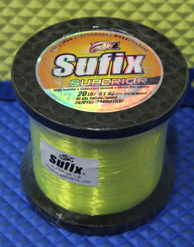 Sufix Superior 1lb Spool Hi-vis Yellow Mono Fishing Line 20 LB 2670 Yd 644-120