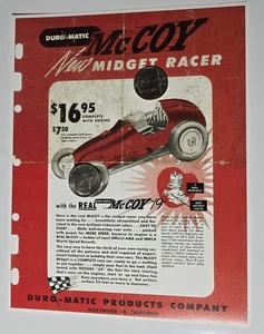 Vintage McCoy Midget Racer Duro-Matic Engine Information Sheet Nice Reproduction - Picture 1 of 2