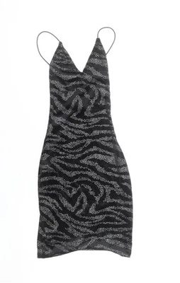 H&M Divided Women Black XS Sequin Velvet Bodycon Mini Dress - Image 1 of 4