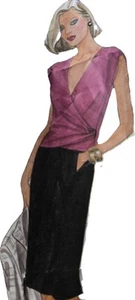 1980s de la Renta Ruched Crossover Top Wrap Skirt Coat Vogue Sewing Pattern 2655 - Picture 1 of 3