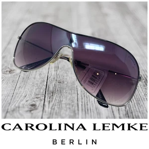 NUEVO Gafas de sol Carolina Lemke de gran tamaño con marco plateado protector humo CL2011 NUEVAS CON ETIQUETAS - Imagen 1 de 9