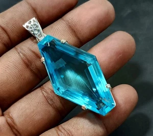 100.85 Ct EGL Certified Natural Topaz 925 Solid Silver Pendant Loose Gemstone - Picture 1 of 10