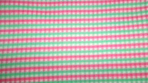 BTY BUBBLE GUM PINK GREEN WHITE CHECK POLYESTER DOUBLE KNIT FABRIC 64"W CLOTHING - Picture 1 of 2