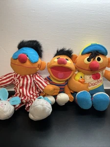Vtg Sesame Street Ernie Love Duckie Tickle Me Tyco Plush Doll Lot Of 3 1990s W2 - Picture 1 of 12