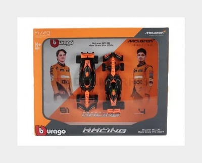 BURAGO 18-38109-PACK2 McLAREN - SET F1 2X MCL38 TEAM MCLAREN N 4 WINNER MIAMI GP - Immagine 1 di 2
