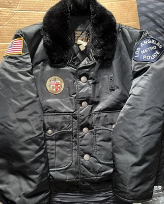 OBSOLETE- LOS ANGELES METRO POLICE JACKET- BLACK SATIN- Size 44 - Image 1 of 4
