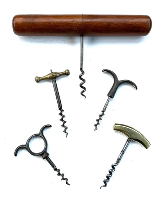 TIRE BOUCHON LOT 5 BRONZE SACACORCHOS CORKSCREW CAVATAPPI KORKENZIEHER - Photo 1/4