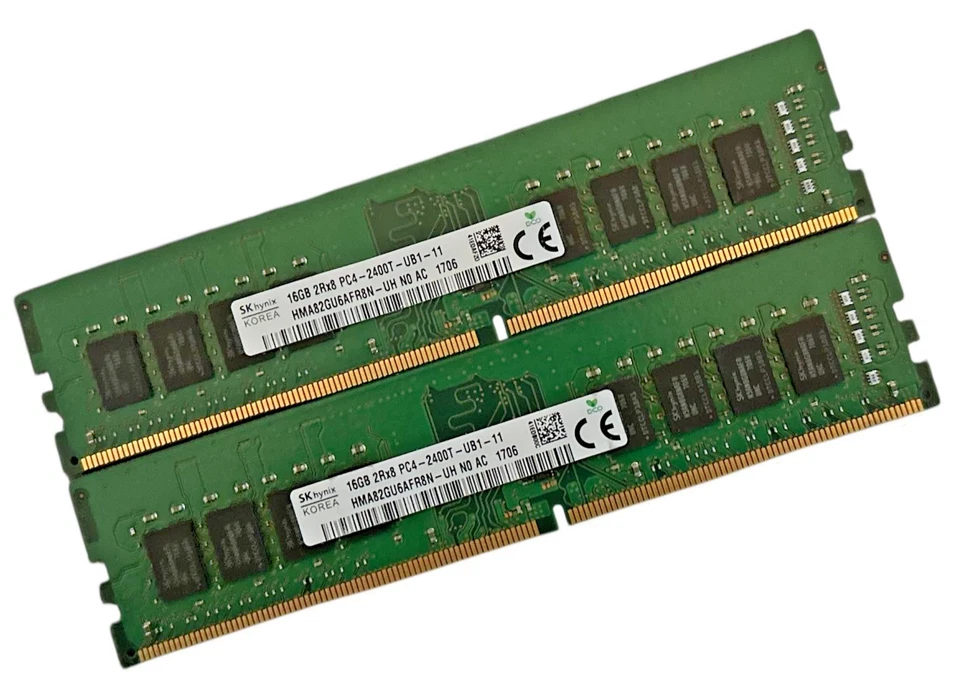 DESKTOP RAM- 2x HYNIX 16GB | DDR4 | PC4-2400T | PC4-19200 | 2Rx8 | TESTED - Image 1 of 1