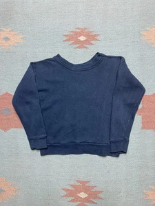 Vintage 60s 70s crewneck sweatshirt navy blue blank youth kids small? - Picture 1 of 5